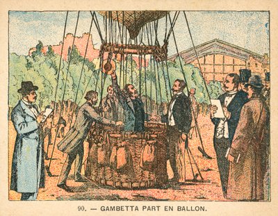 Léon Gambetta ontsnapt aan het Beleg van Parijs in een ballon, 1870 door French School